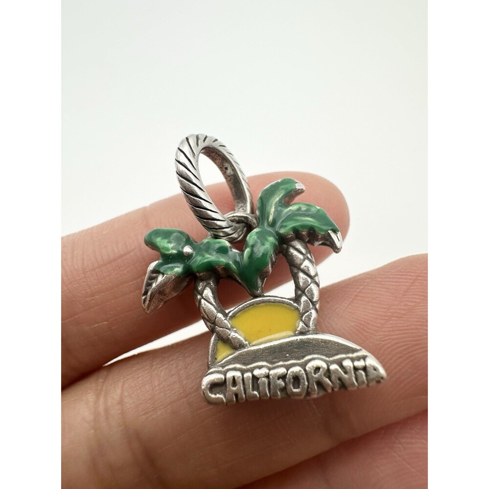 Brighton CALIFORNIA Palm Tree Silver Tone Enamel Pendant Charm